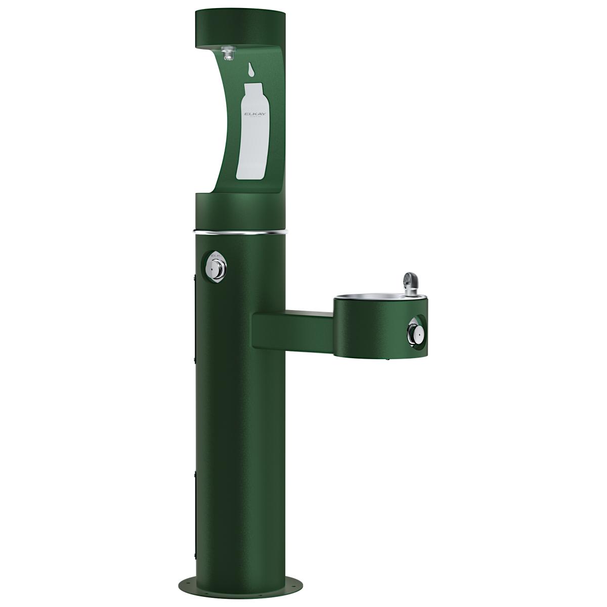 Elkay Outdoor ezH2O Upper Bottle Filling Station Bi-Level Pedestal Non-Filtered Non-Refrigerated Freeze Resistant Evergreen