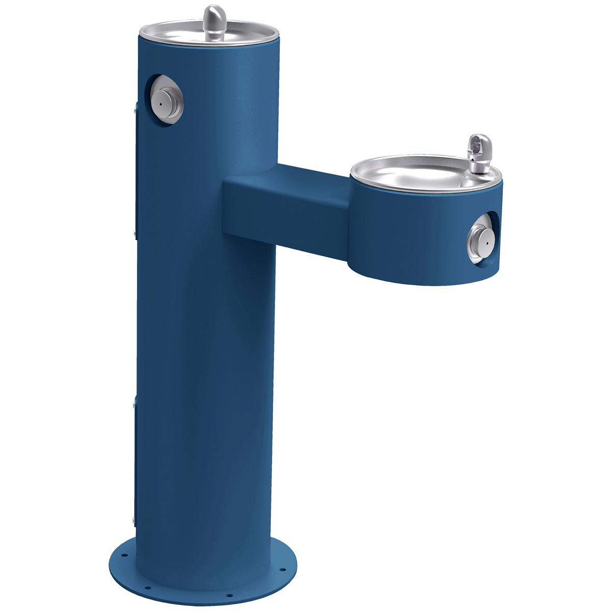 Elkay Outdoor Bi-Level Pedestal Fountain Non-Filtered Non-Refrigerated Blue
