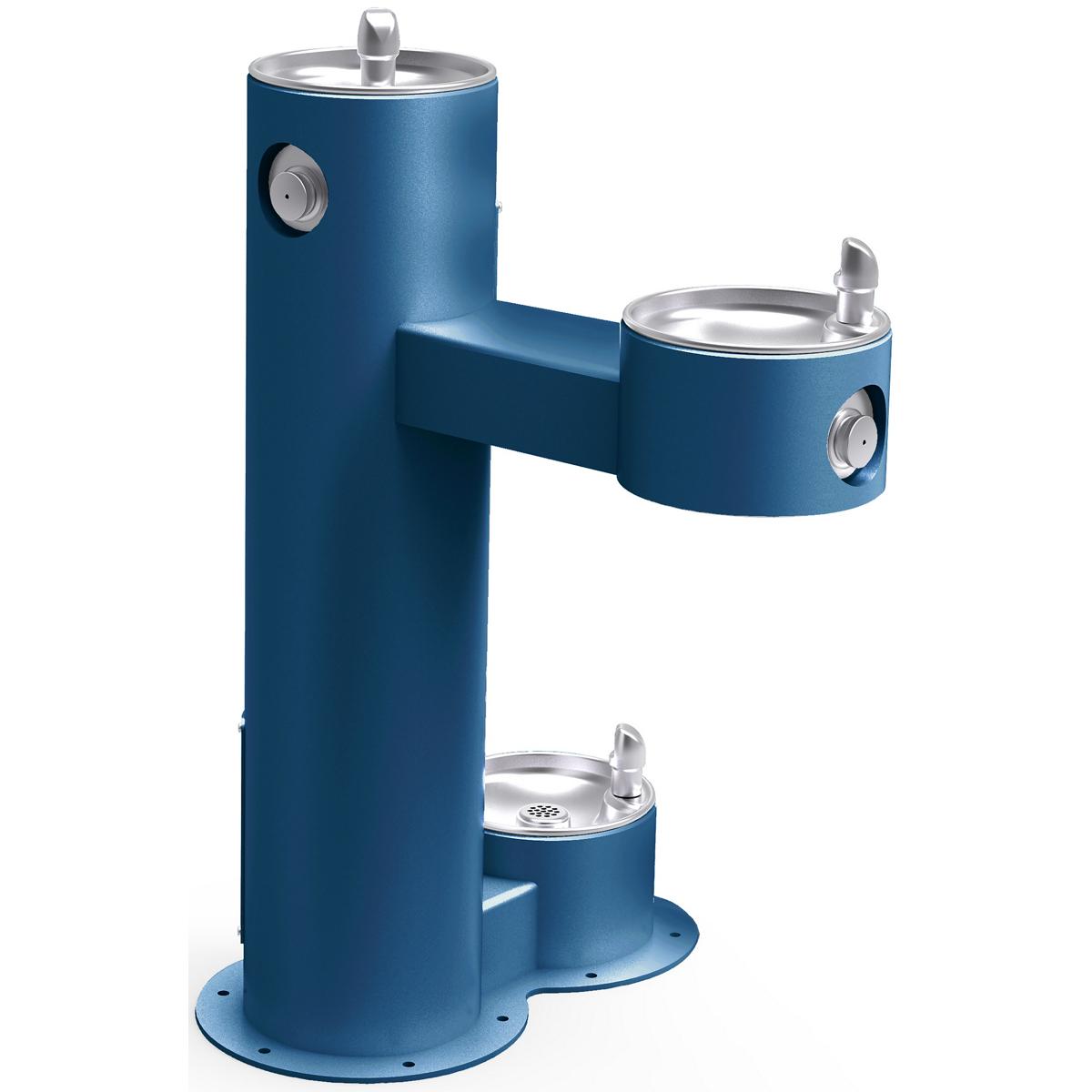 Elkay Outdoor Bi-Level Pedestal Fountain with Pet Station Non-Filtered Non-Refrigerated Freeze Resistant Blue