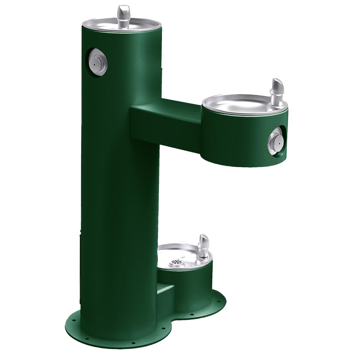 Elkay Outdoor Bi-Level Pedestal Fountain with Pet Station Non-Filtered Non-Refrigerated Evergreen