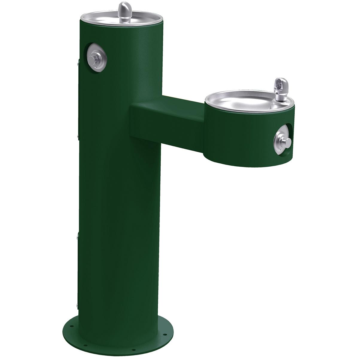 Elkay Outdoor Bi-Level Pedestal Fountain Non-Filtered Non-Refrigerated Freeze Resistant Evergreen