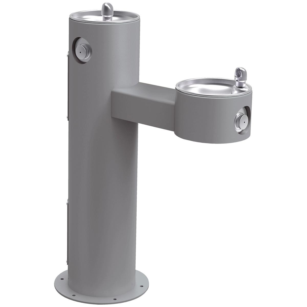 Elkay Outdoor Bi-Level Pedestal Fountain Non-Filtered Non-Refrigerated Gray