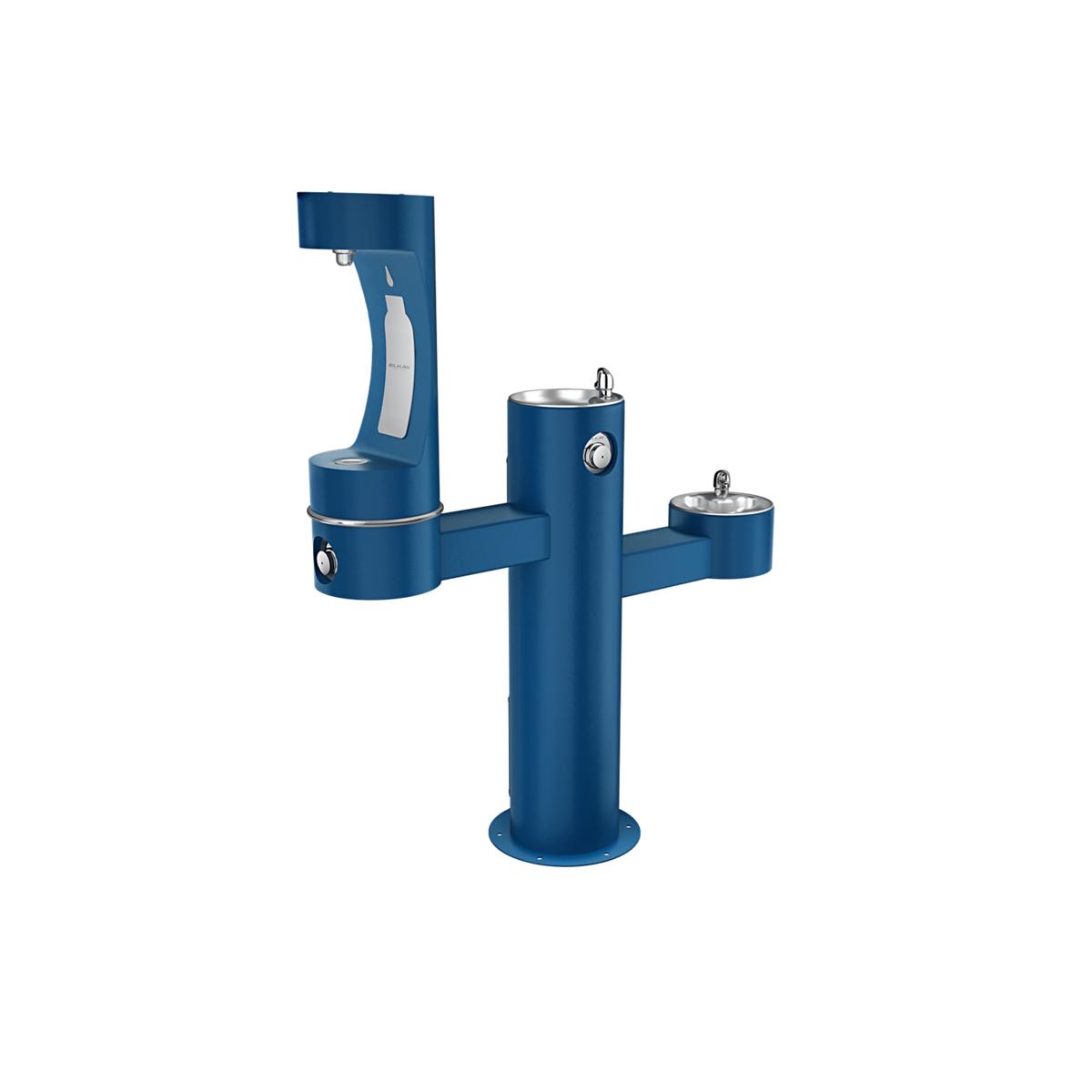 Elkay Outdoor ezH2O Middle Bottle Filling Station Tri-Level Pedestal Non-Filtered Non-Refrigerated Blue