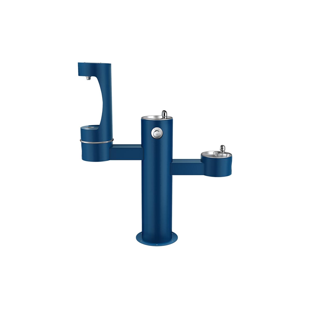 Elkay Outdoor ezH2O Middle Bottle Filling Station Tri-Level Pedestal Non-Filtered Non-Refrigerated Blue