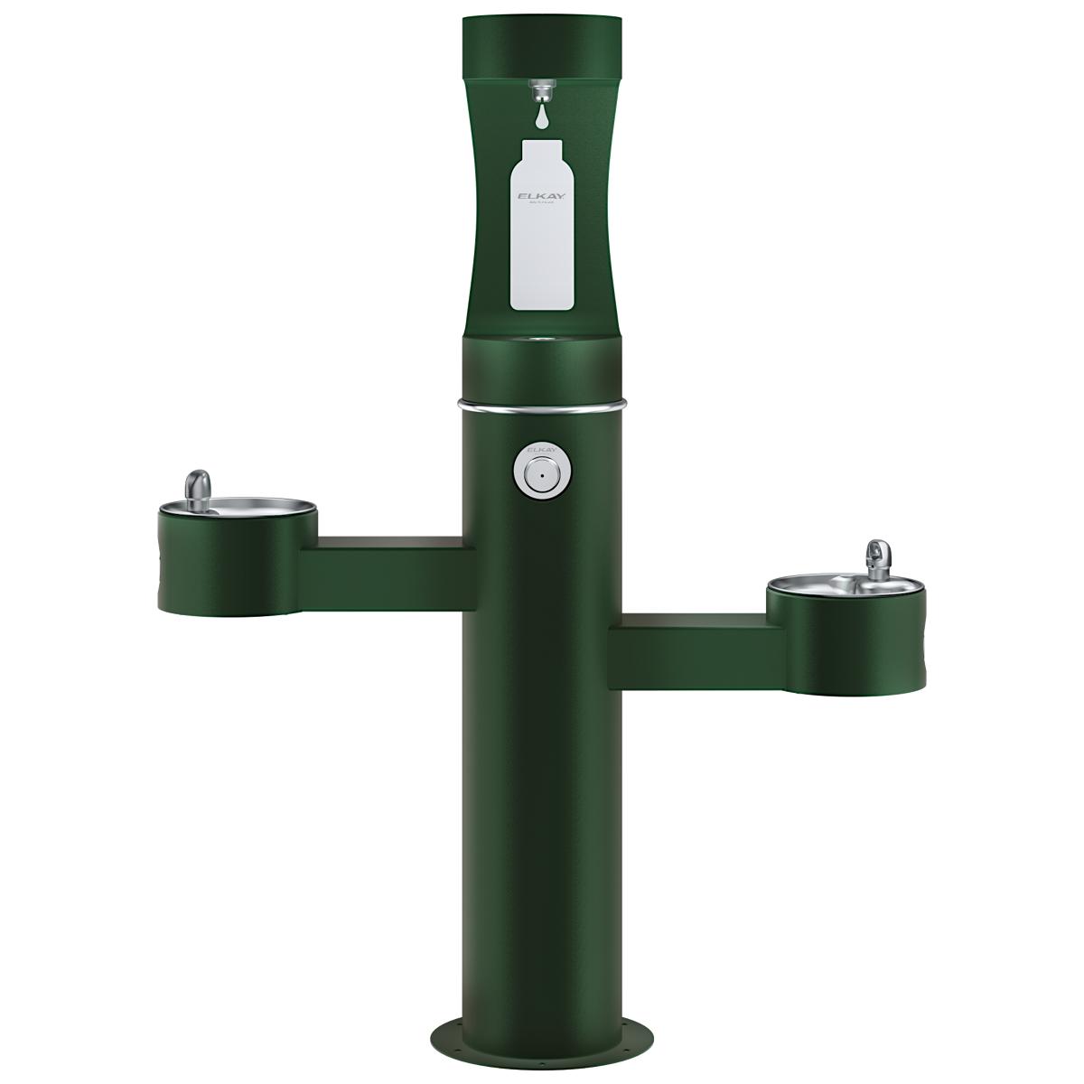 Elkay Outdoor ezH2O Upper Bottle Filling Station Tri-Level Pedestal Non-Filtered Non-Refrigerated FR Evergreen