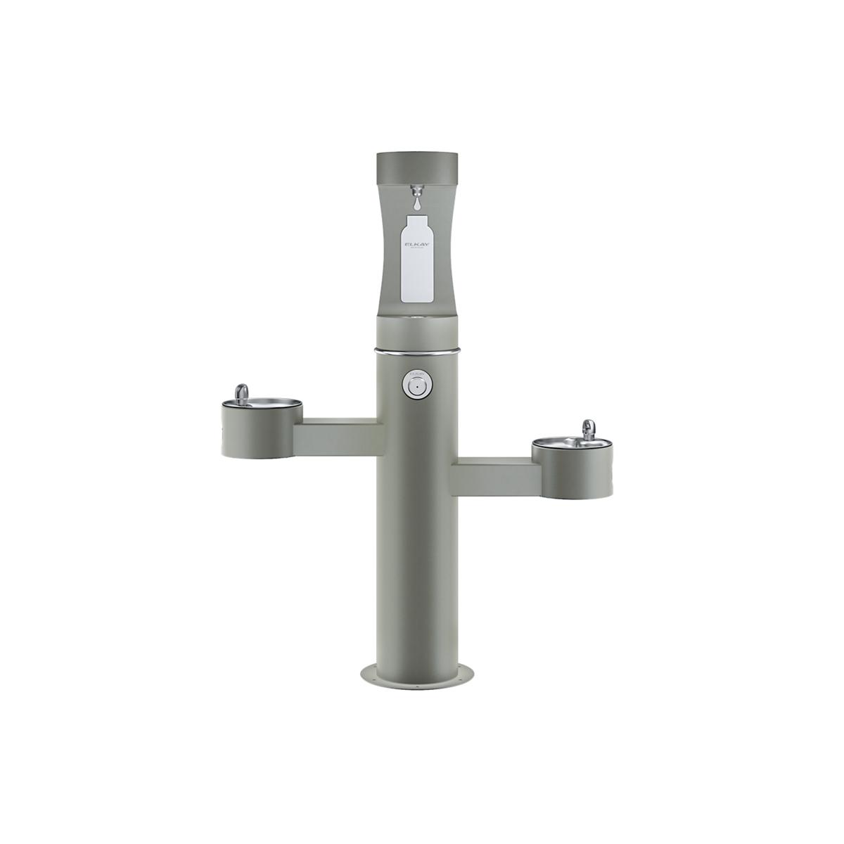 Elkay Outdoor ezH2O Upper Bottle Filling Station Tri-Level Pedestal Non-Filtered Non-Refrigerated Gray