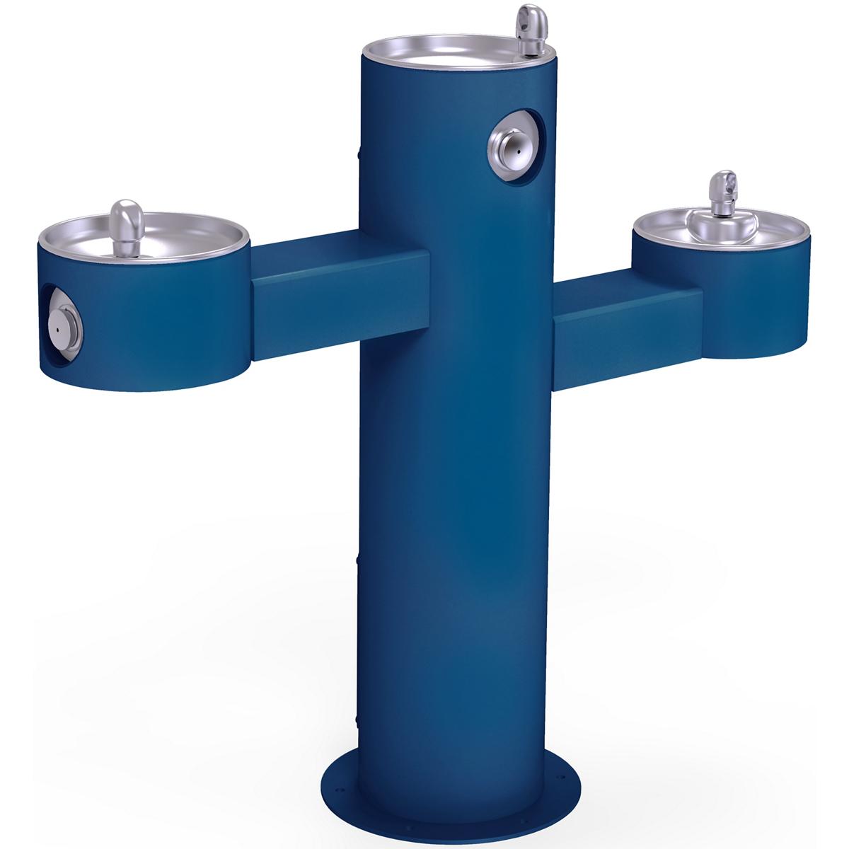 Elkay Outdoor Tri-Level Pedestal Fountain Non-Filtered Non-Refrigerated Blue