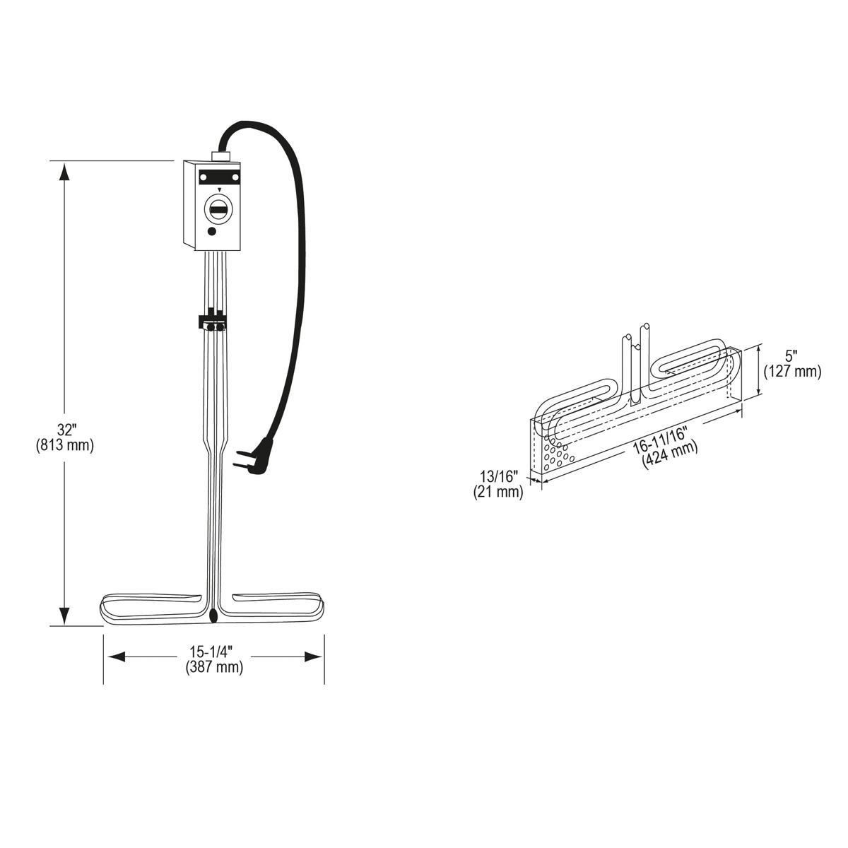 Chrome plated brass perforated cover plate with horizontal slot design and mounting specifications shown.