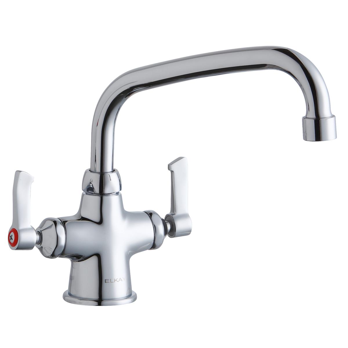 Elkay Single Hole with Concealed Deck Faucet with 8" Arc Tube Spout 2" Lever Handles Chrome
