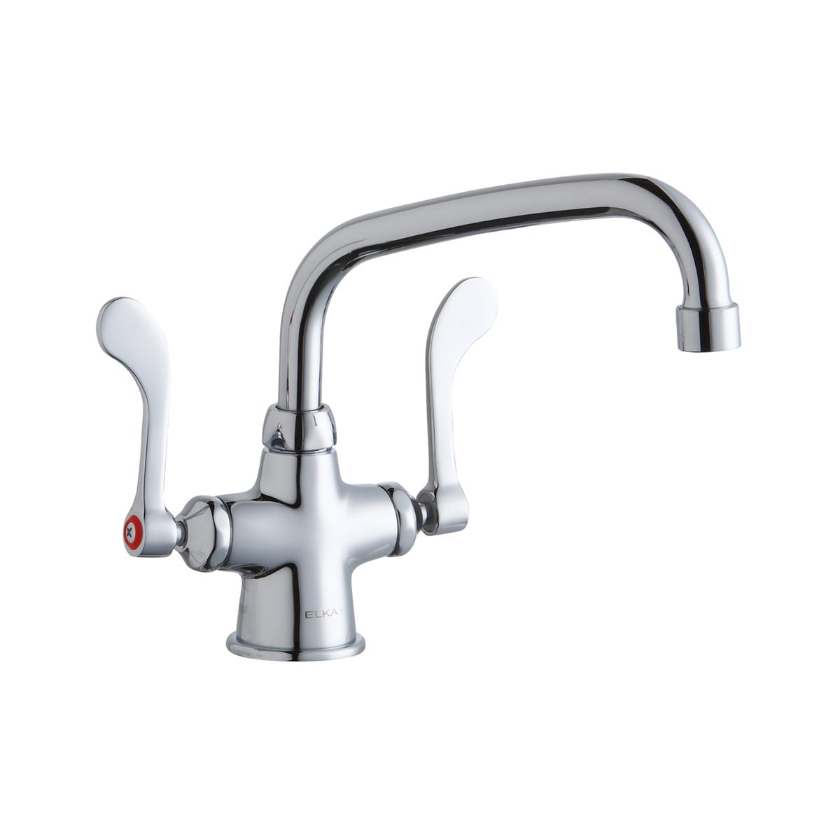 Elkay Single Hole with Concealed Deck Faucet with 8" Arc Tube Spout 4" Wristblade Handles Chrome