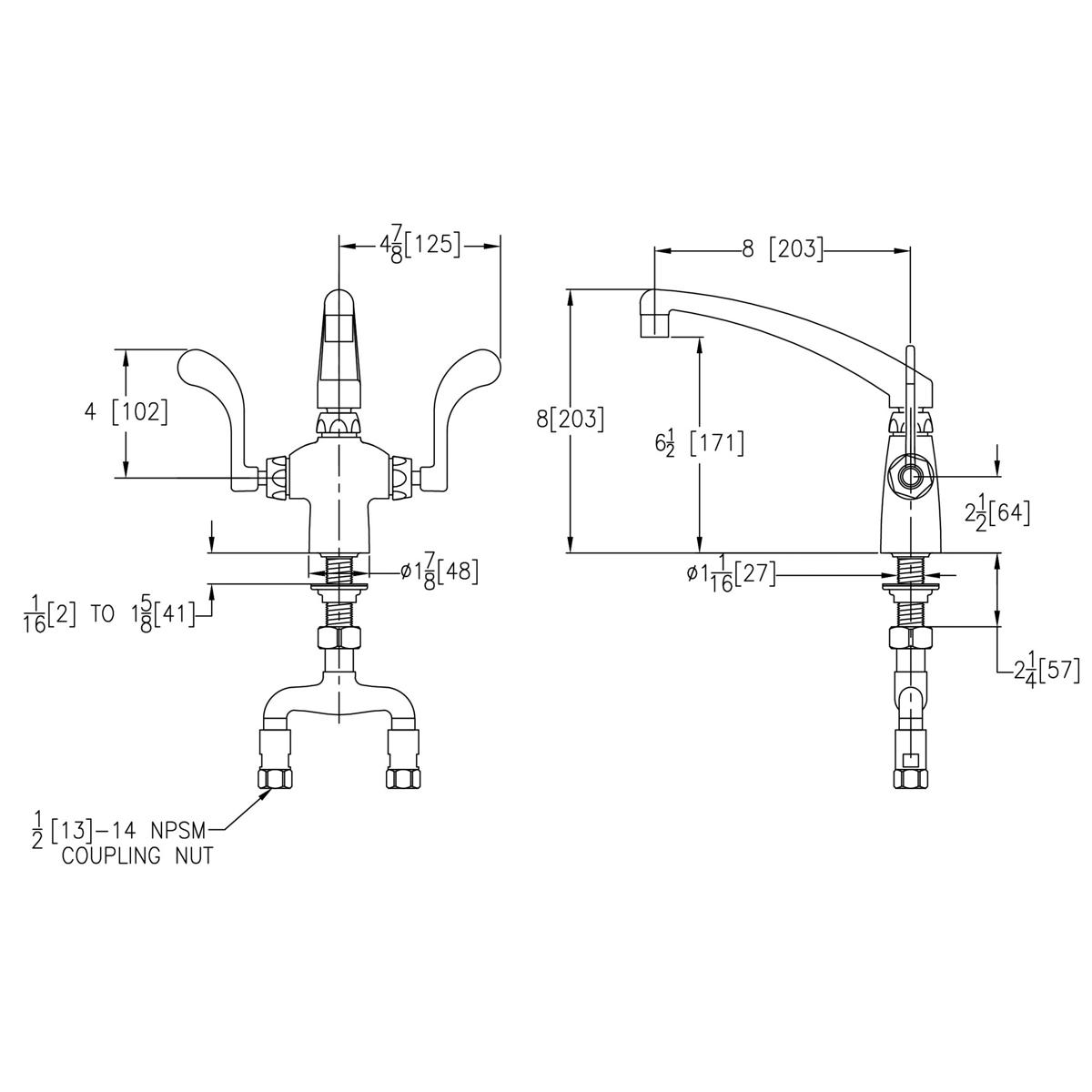 Elkay Single Hole with Concealed Deck Faucet with 8" Arc Tube Spout 4" Wristblade Handles Chrome