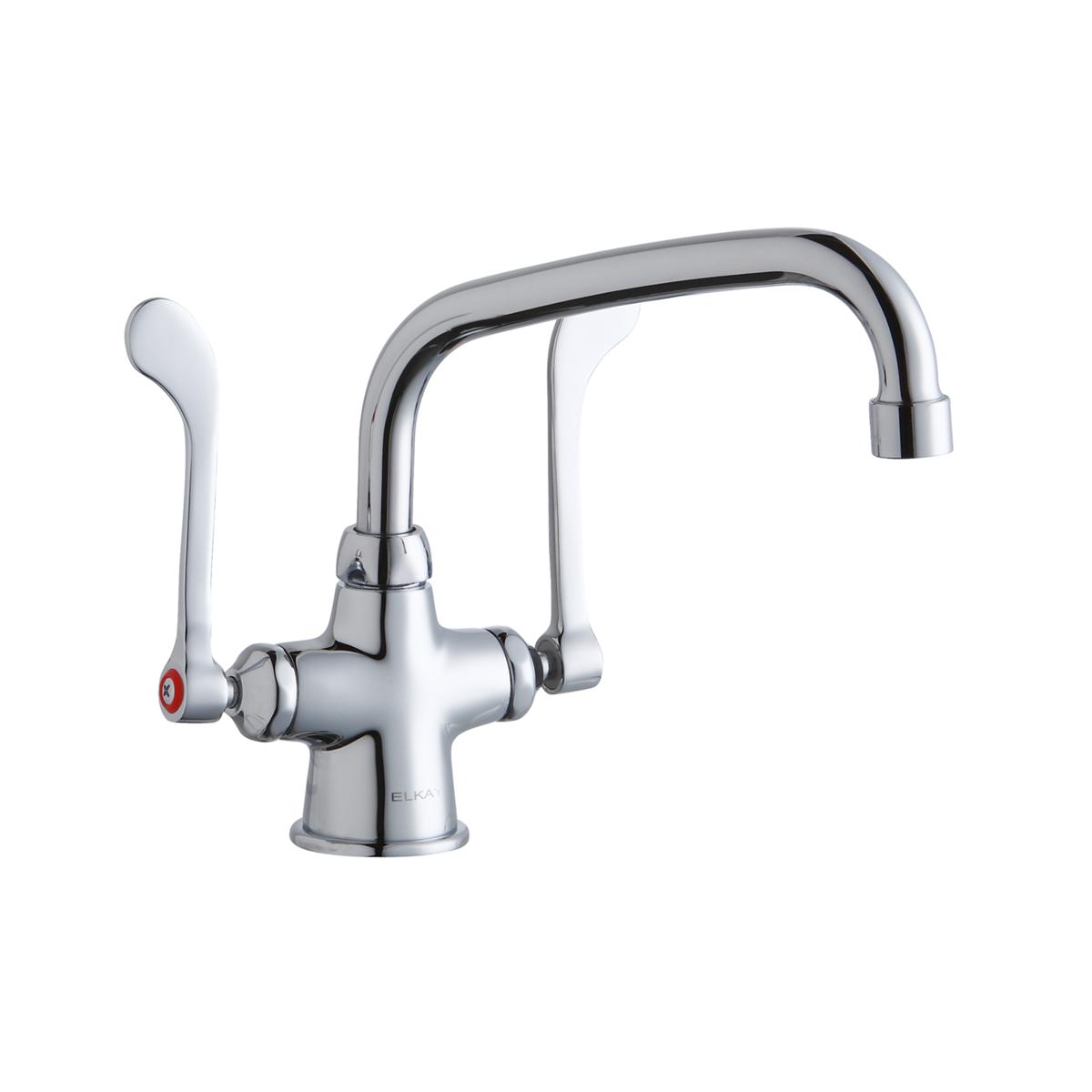 Elkay Single Hole with Concealed Deck Faucet with 8" Arc Tube Spout 6" Wristblade Handles Chrome