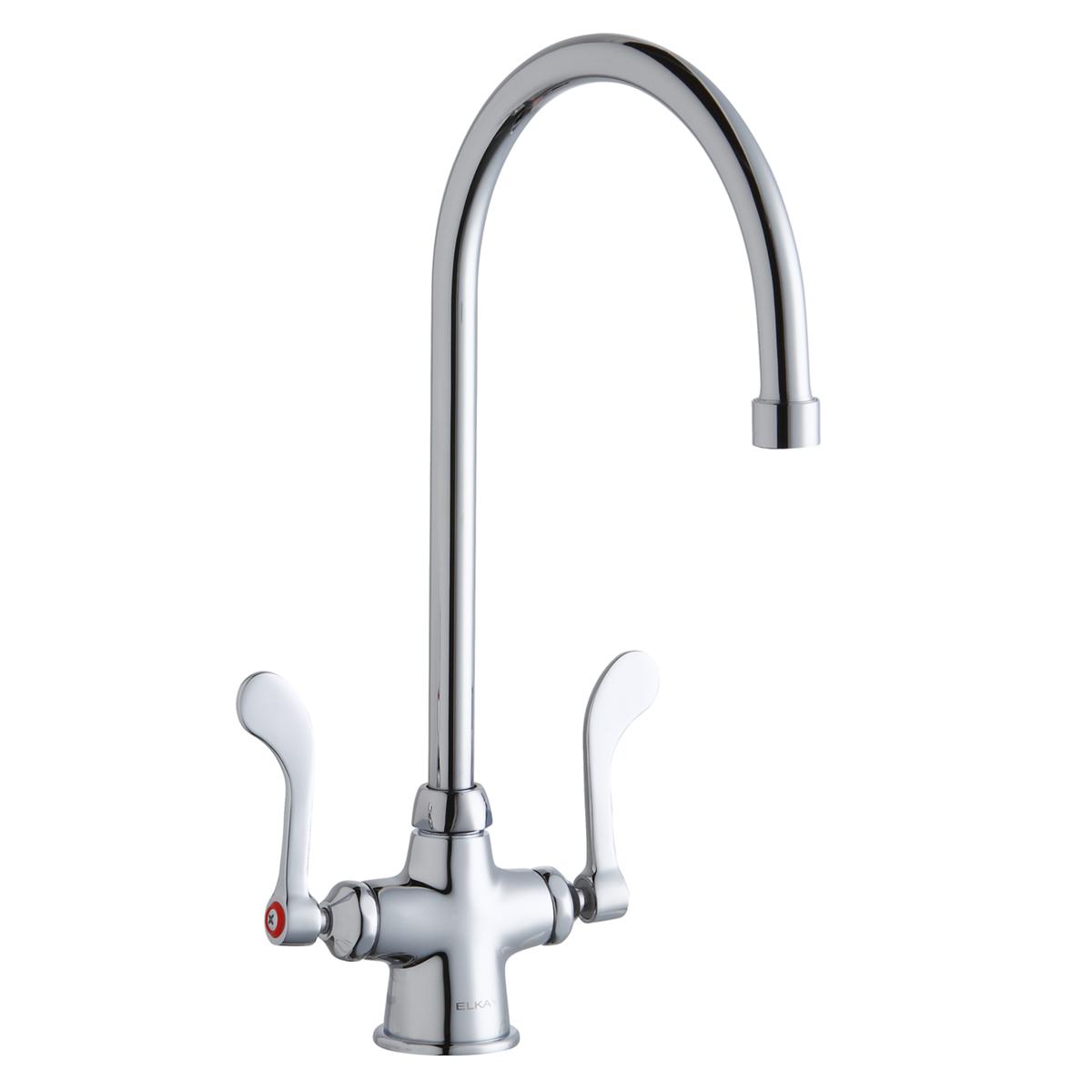 Elkay Single Hole with Concealed Deck Faucet with 8" Gooseneck Spout 4" Wristblade Handles Chrome