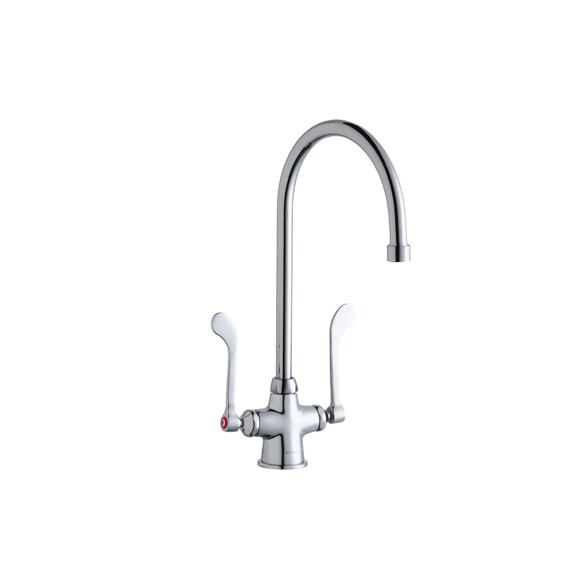 Elkay Single Hole with Concealed Deck Faucet with 8" Gooseneck Spout 6" Wristblade Handles Chrome