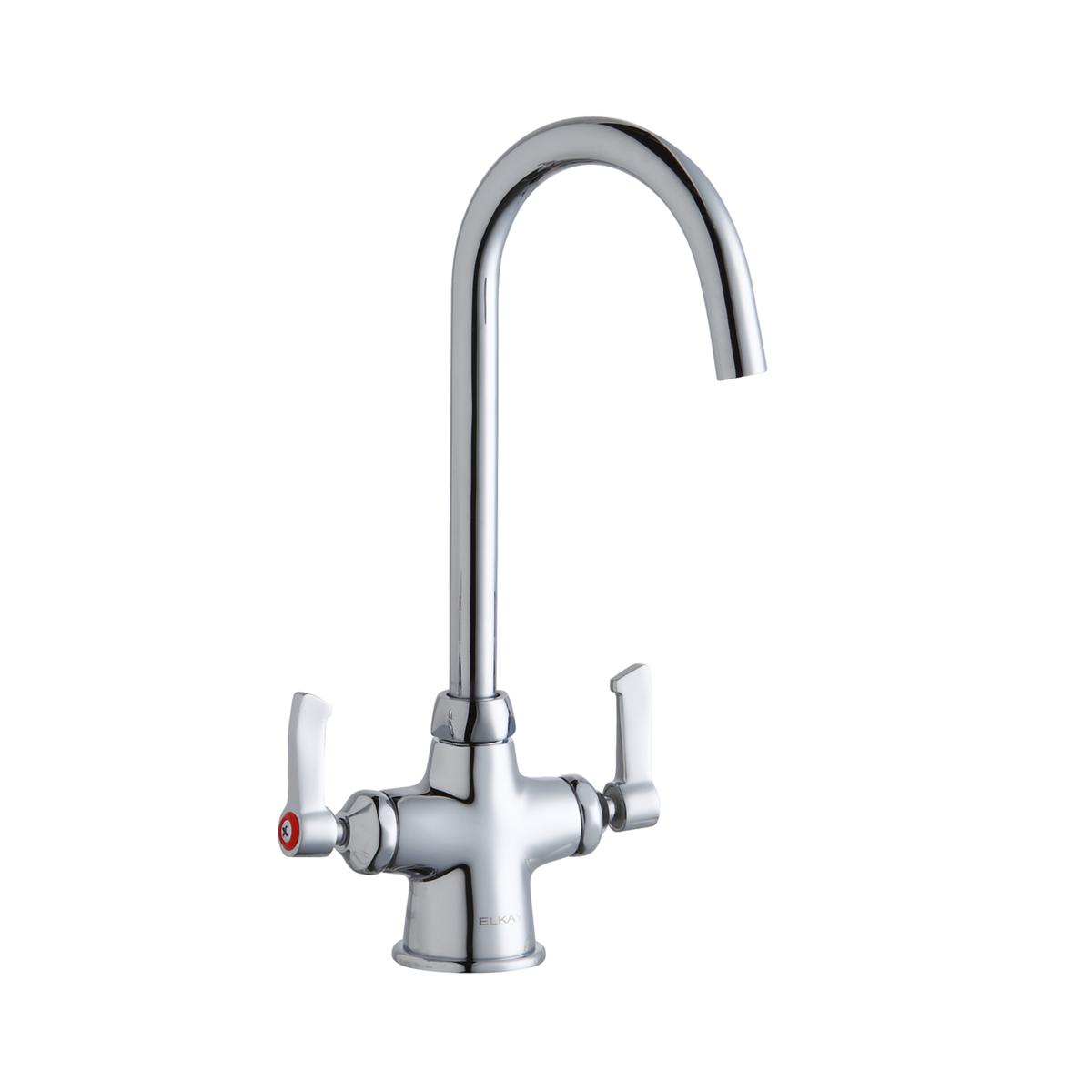 Elkay Single Hole with Concealed Deck Laminar Flow Faucet with 5" Gooseneck Spout 2" Lever Handles Chrome