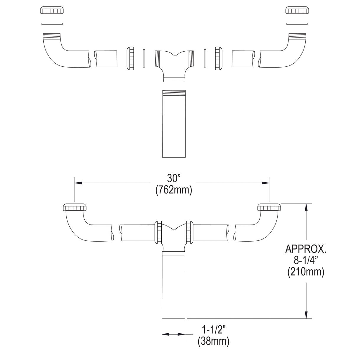 Elkay Drain Fitting Center Outlet for Double Bowl Sinks