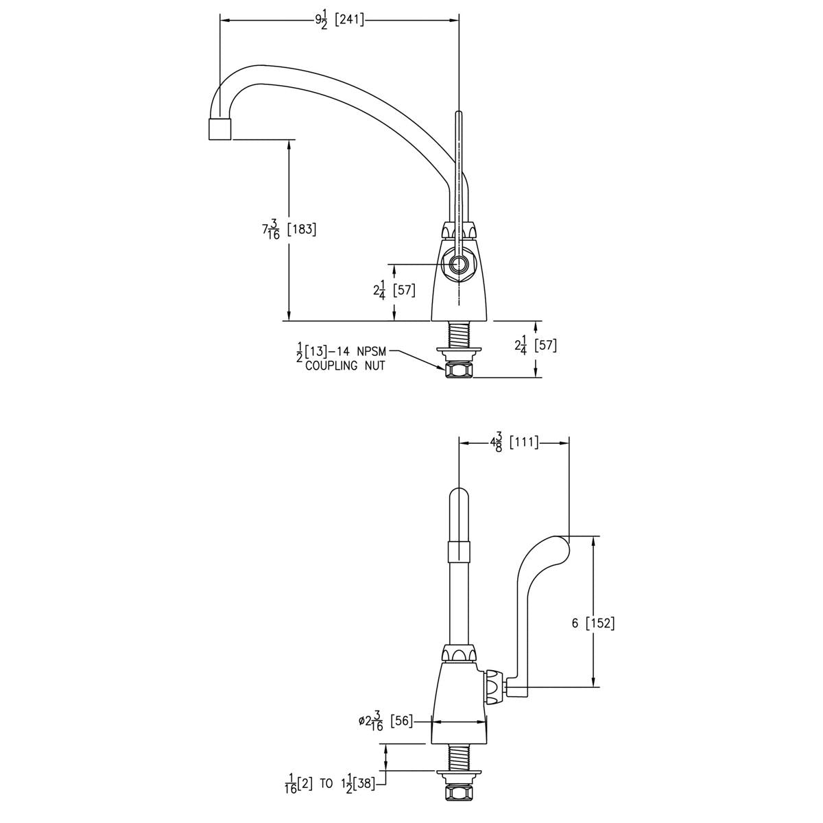 Elkay Single Hole with Single Control Faucet with 10" Arc Tube Spout 6" Wristblade Handle Chrome