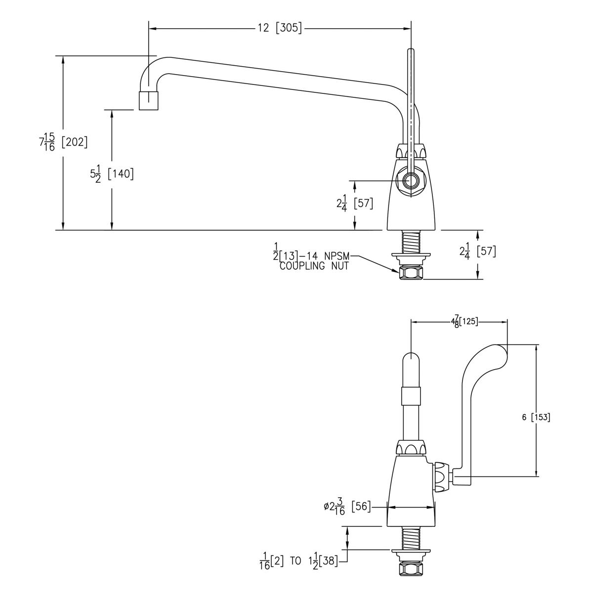 Elkay Single Hole with Single Control Faucet with 12" Arc Tube Spout 6" Wristblade Handle Chrome