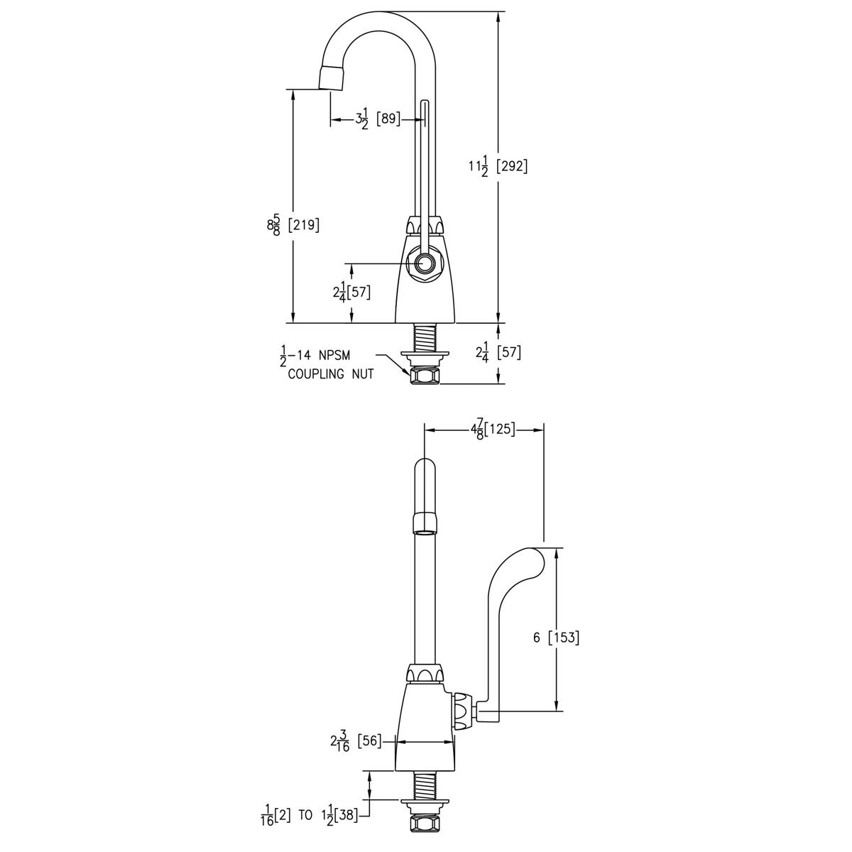 Elkay Single Hole with Single Control Faucet with 4" Gooseneck Spout 6" Wristblade Handle Chrome