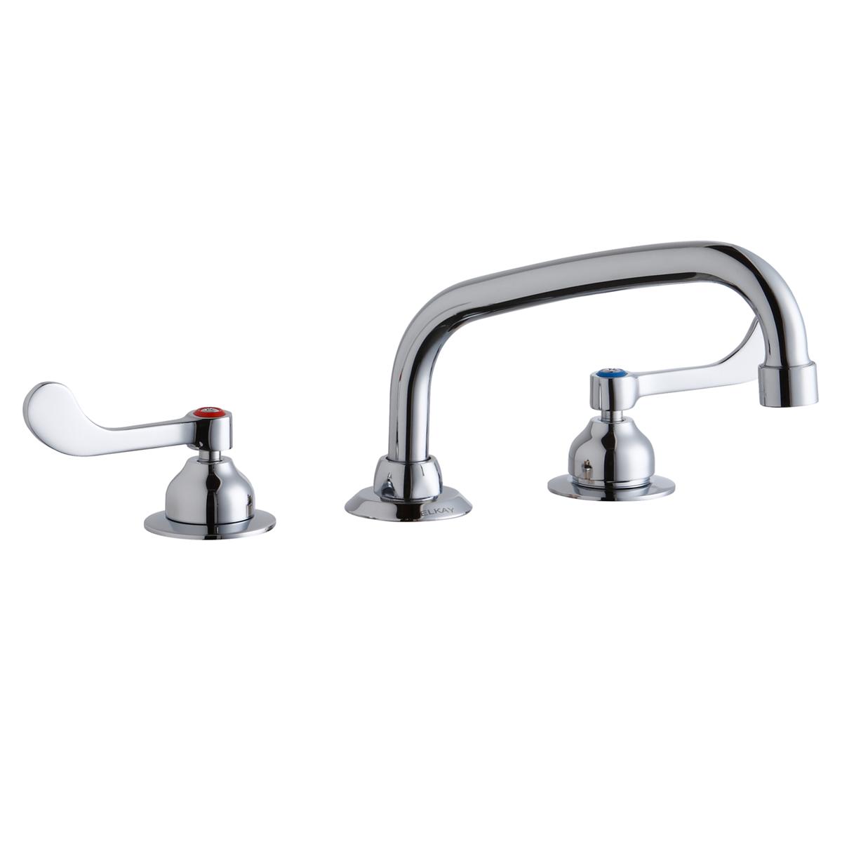 Elkay 8" Centerset with Concealed Deck Faucet with 8" Arc Tube Spout 4" Wristblade Handles Chrome