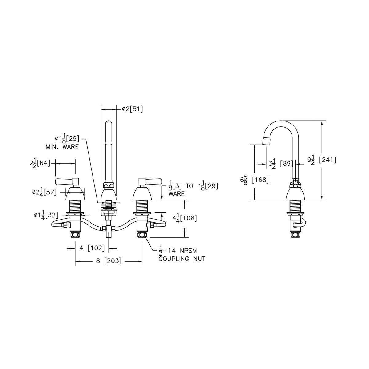 Elkay 8" Centerset with Concealed Deck Faucet with 4" Gooseneck Spout 2" Lever Handles Chrome