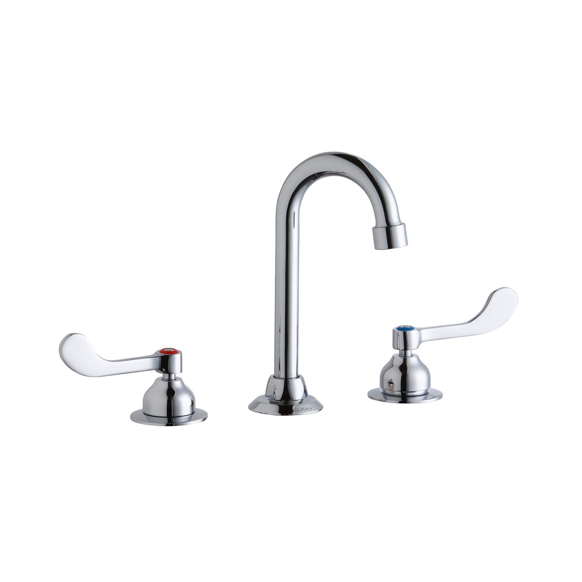 Elkay 8" Centerset with Concealed Deck Faucet with 4" Gooseneck Spout 4" Wristblade Handles Chrome