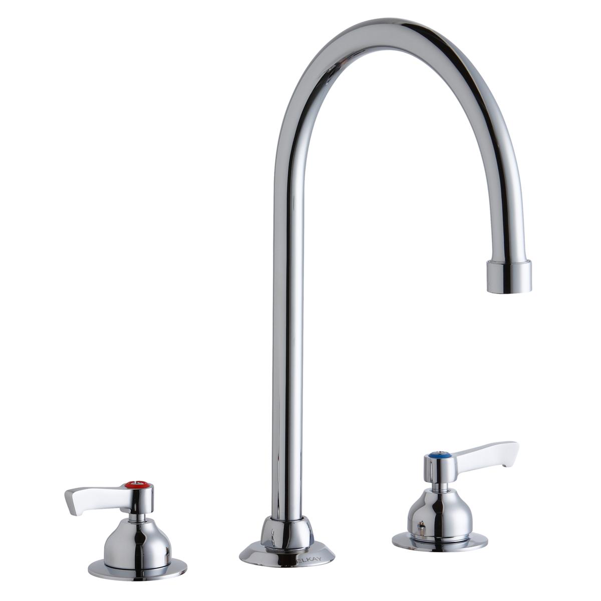 Elkay 8" Centerset with Concealed Deck Faucet with 8" Gooseneck Spout 2" Lever Handles Chrome
