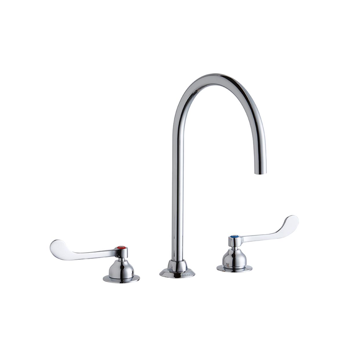 Elkay 8" Centerset with Concealed Deck Laminar Flow Faucet with 8" Gooseneck Spout 6" Wristblade Handles Chrome