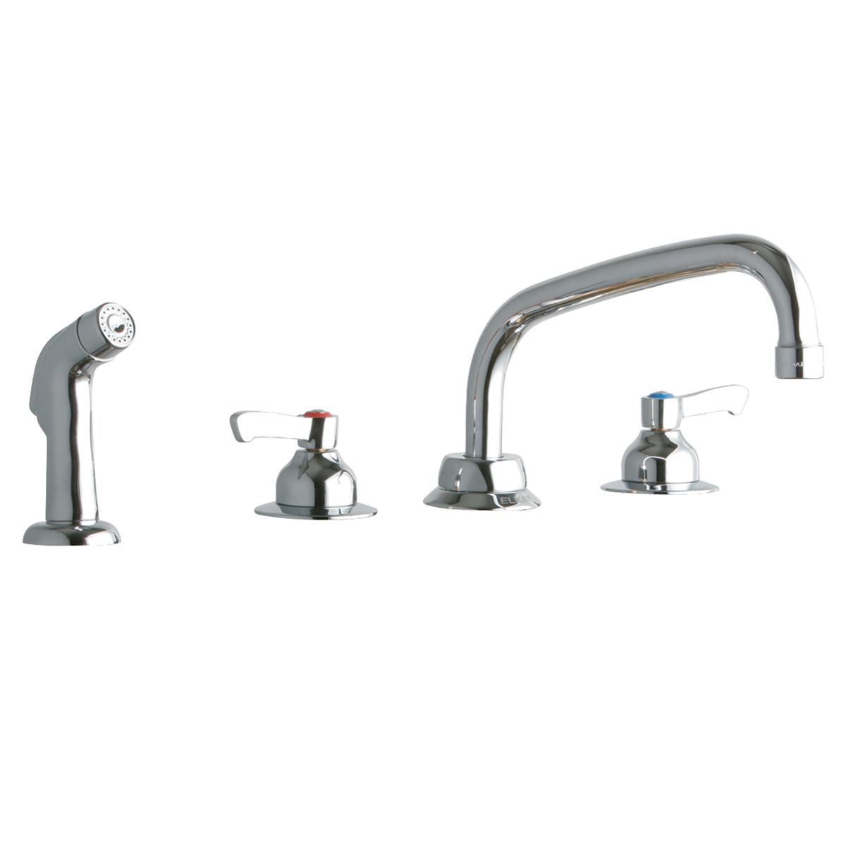 Elkay 8" Centerset with Concealed Deck Faucet with 8" Arc Tube Spout 2" Lever Handles with Side Spray Chrome