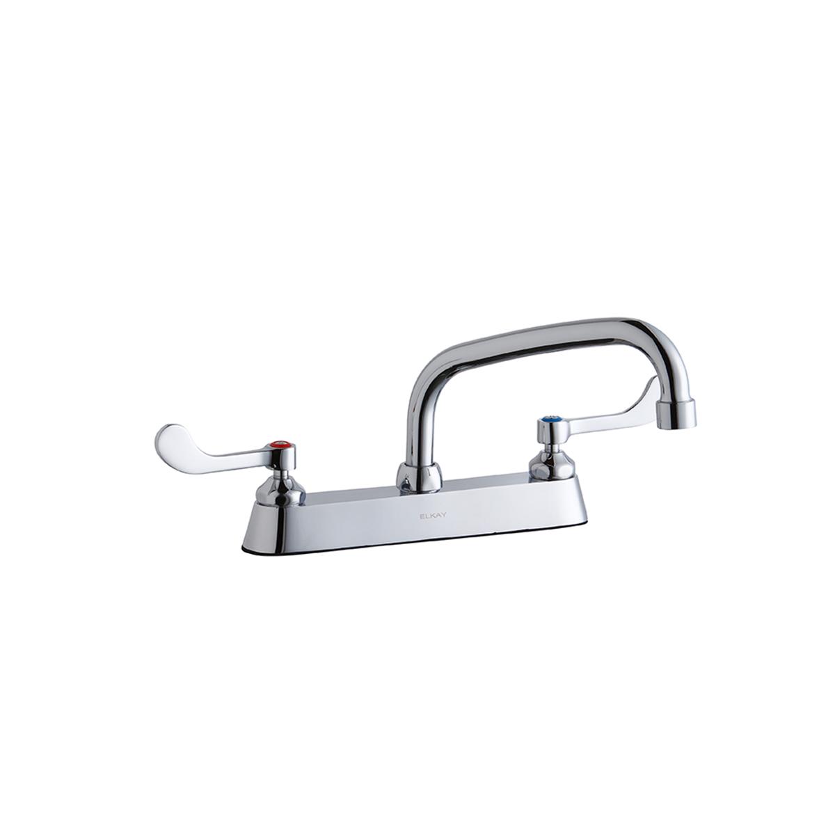 Elkay 8" Centerset with Exposed Deck Faucet with 8" Arc Tube Spout 4" Wristblade Handles Chrome
