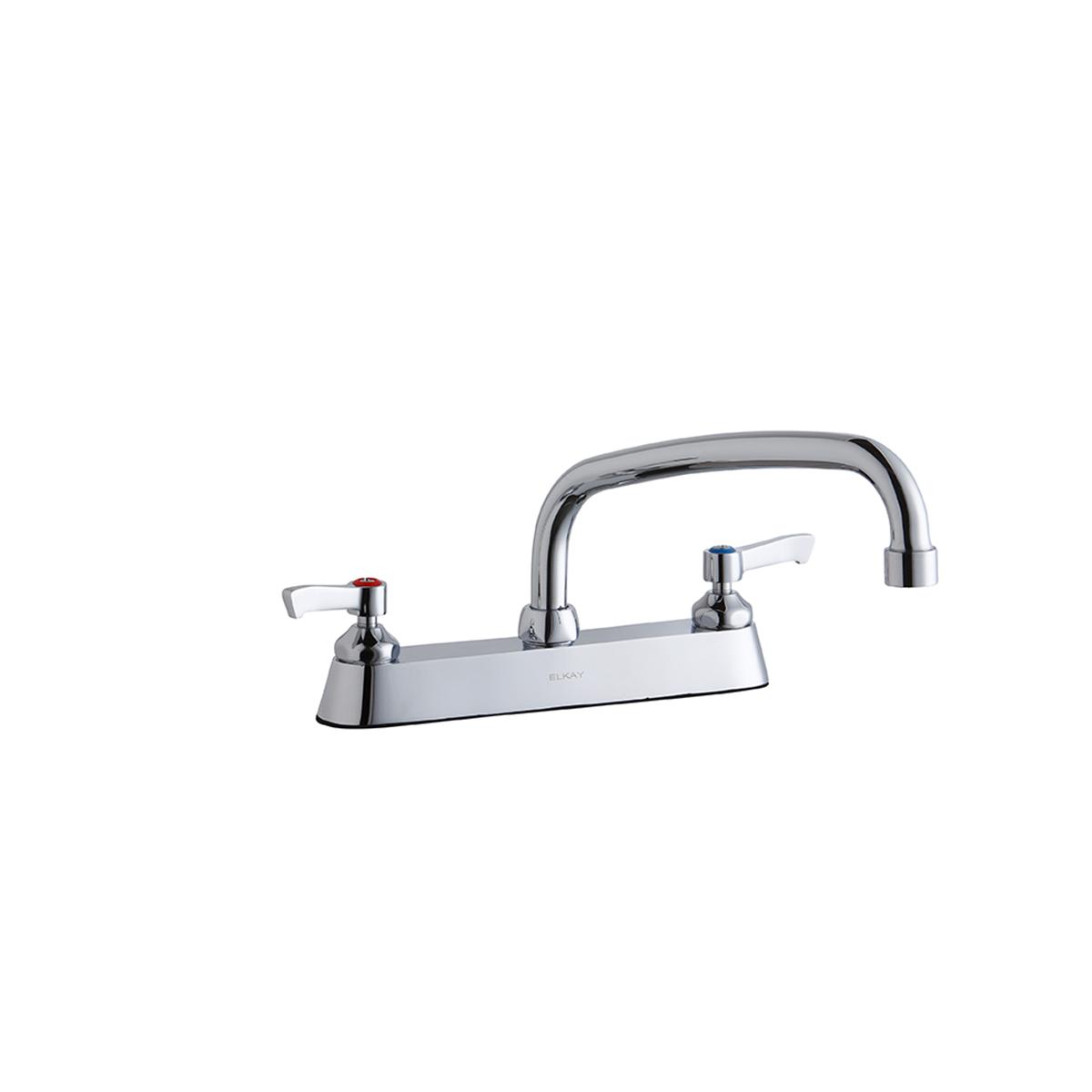 Elkay 8" Centerset with Exposed Deck Faucet with 10" Arc Tube Spout 2" Lever Handles Chrome