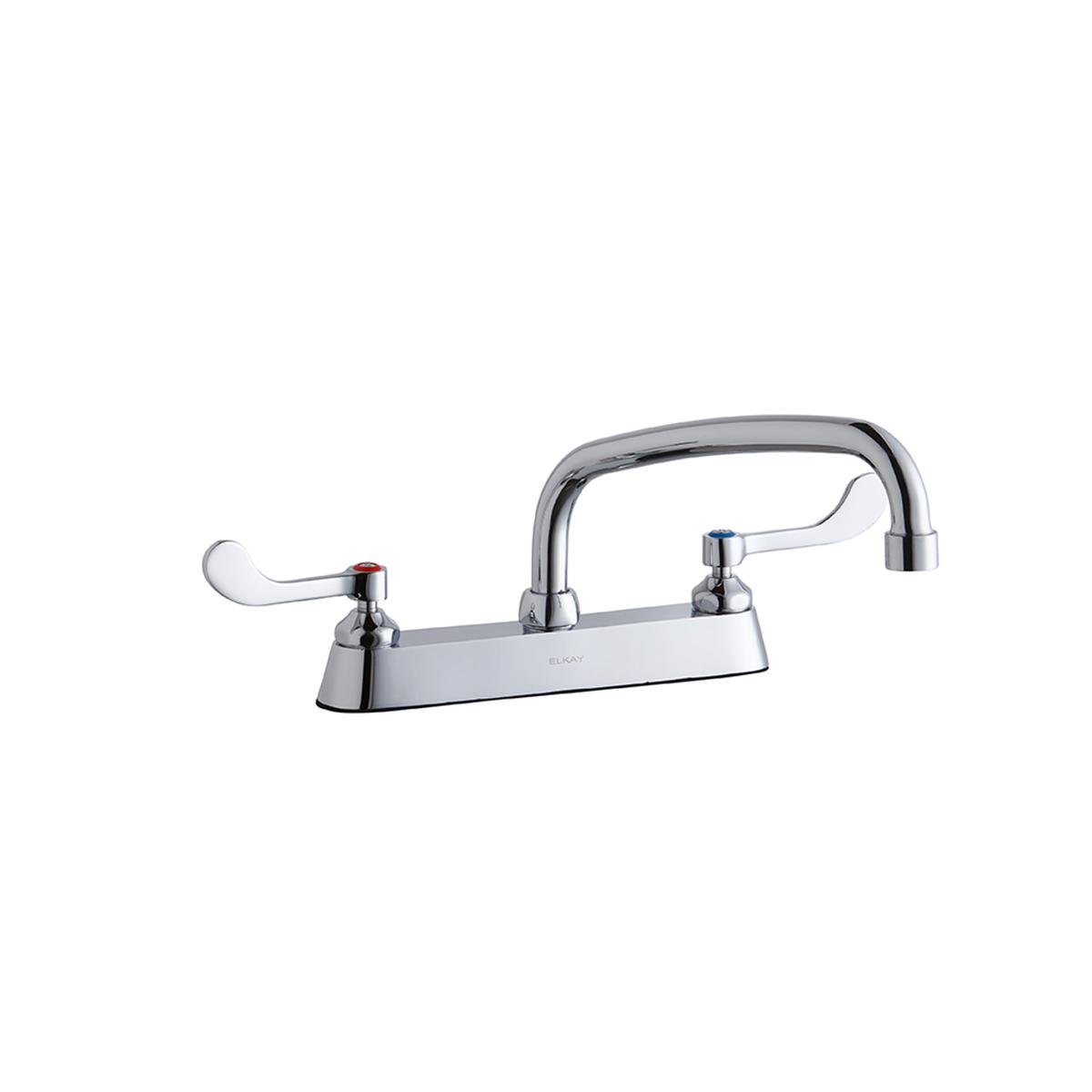 Elkay 8" Centerset with Exposed Deck Faucet with 10" Arc Tube Spout 4" Wristblade Handles Chrome