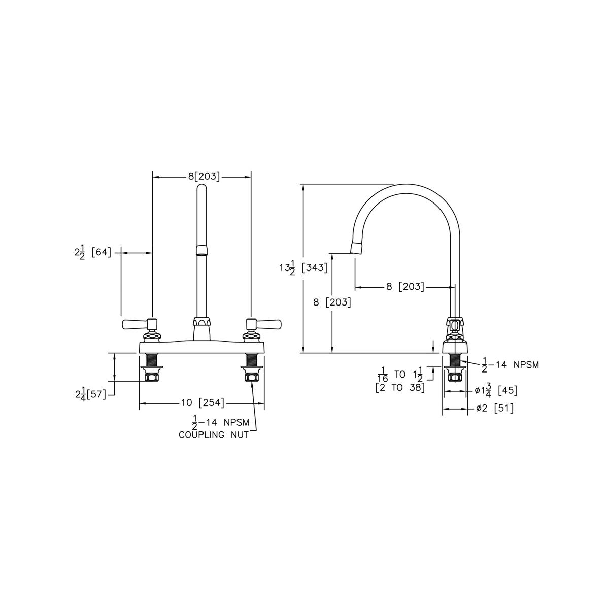 Elkay 8" Centerset with Exposed Deck Faucet with 8" Gooseneck Spout 2" Lever Handles Chrome