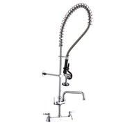 Elkay 8" Centerset Exposed Deck Mount Faucet 44in Flexible Hose with 1.2 GPM Spray Head + 8" Arc Tube Spout 2" Lever Handles