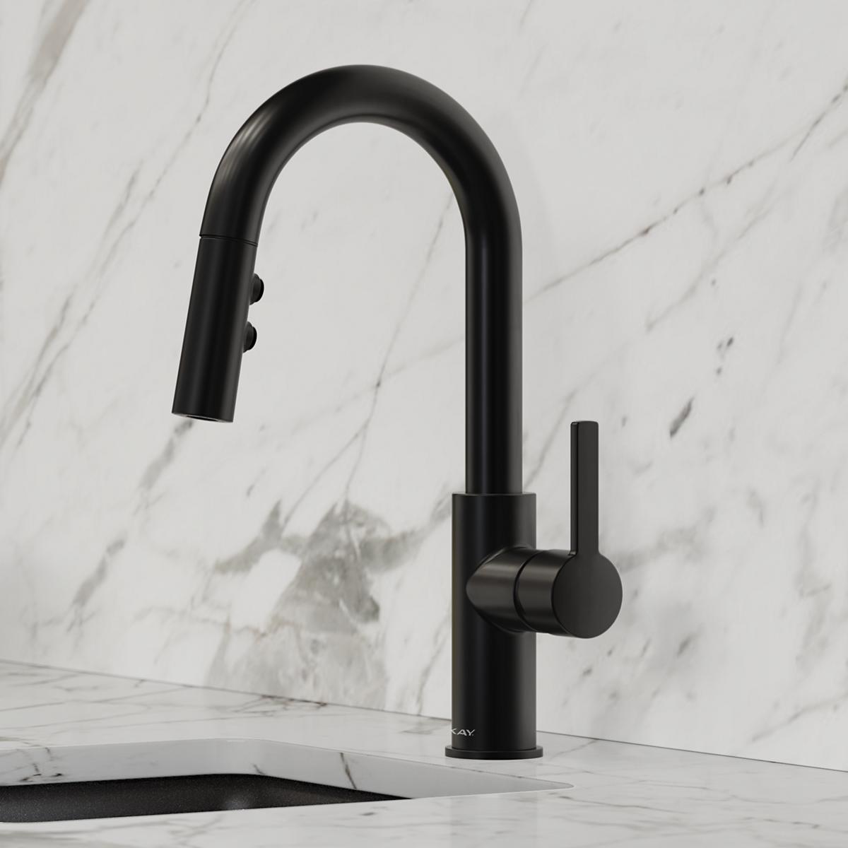Elkay Avado Single Hole Bar Faucet with Pull-down Spray and Lever Handle Matte Black