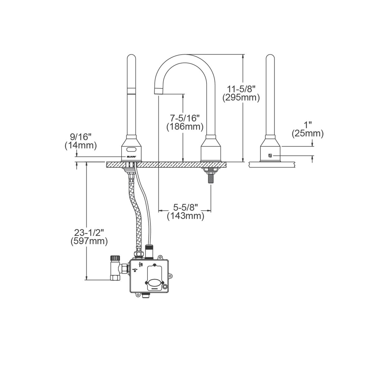 Elkay Commercial Electronic Sensor Scrub/Handwash Battery Powered Deck Mount Faucet Chrome