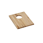 Light wood cutting board with oval hole and grooved edges on white background.
