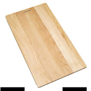 Light wood cutting board with visible grain pattern and "ELKAY" branding on top corner.