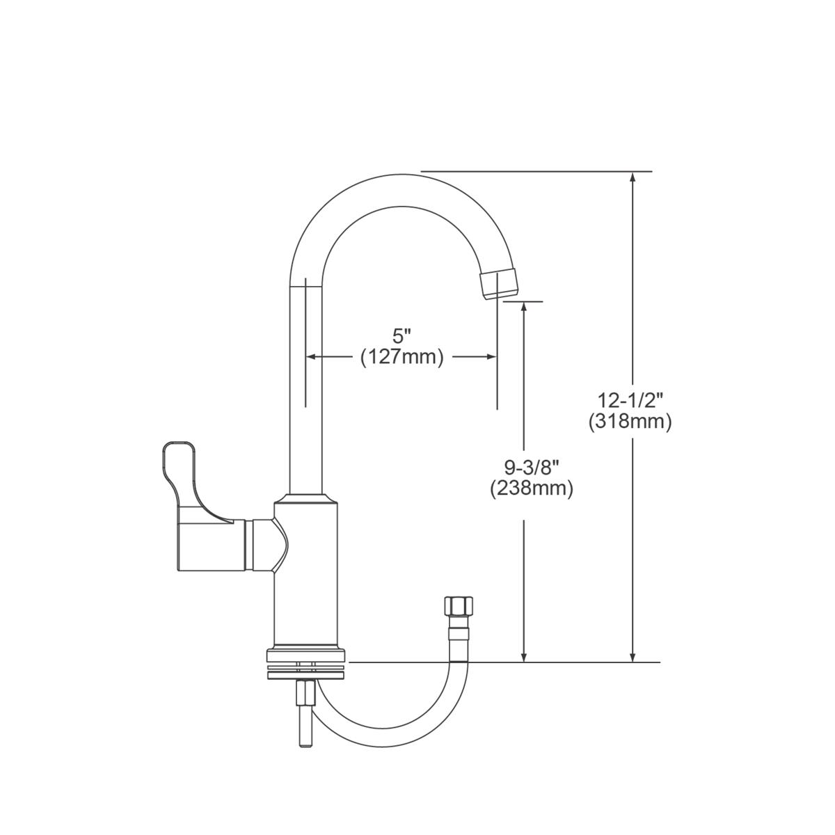 Elkay Single Hole 12-1/2" Deck Mount Faucet with Gooseneck Spout Lever Handle on Right Side Chrome