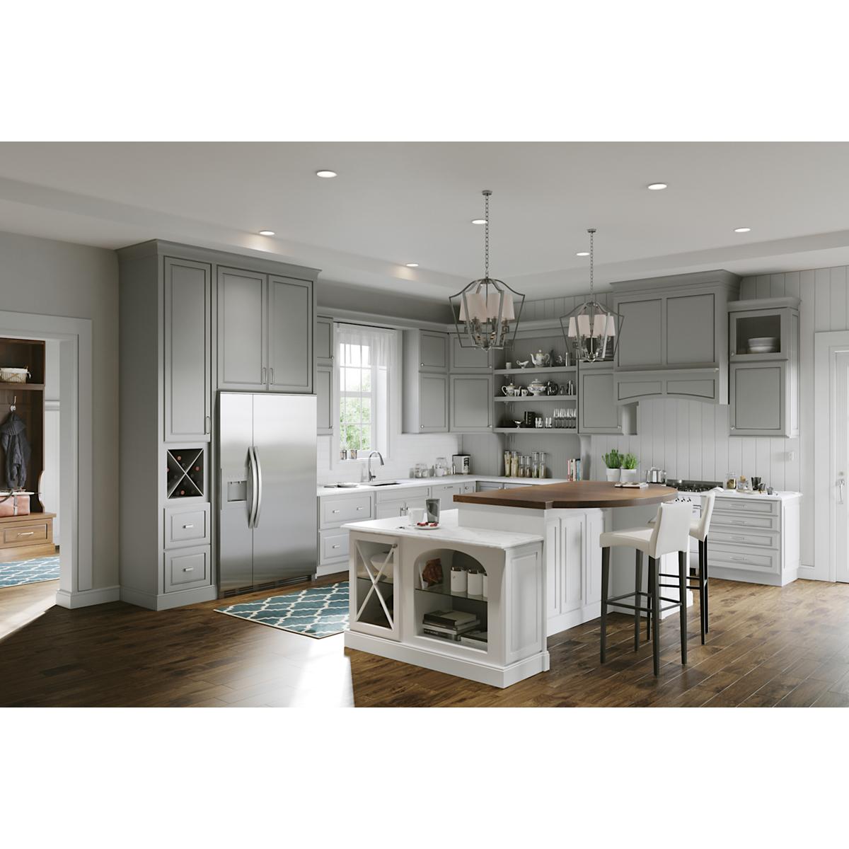 Chrome kitchen faucet with single hole mount, pull-down spray head, and forward-only lever handle installed at sink.