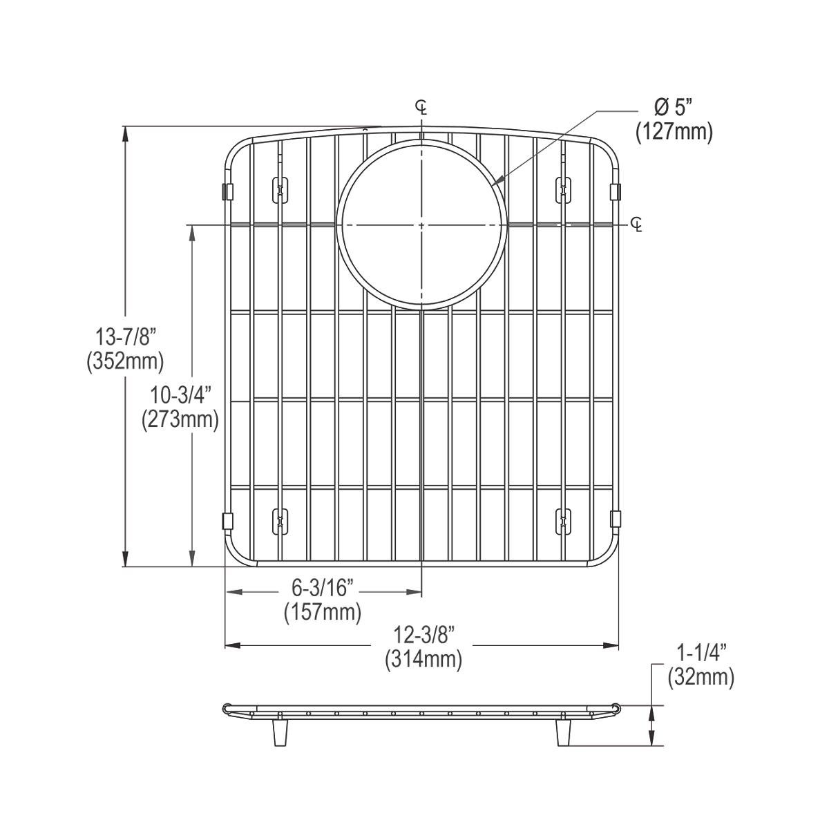 Elkay Stainless Steel 12-3/4" x 14-1/2" x 1" Bottom Grid