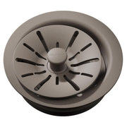 Silvermist polymer sink drain flange with removable basket strainer and radial slot pattern.
