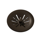 Mocha polymer basket strainer with radial slots and center post for 3-1/2" sink drain.