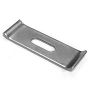 Metal undermount bracket clip with elongated slot and curved mounting tabs on ends.