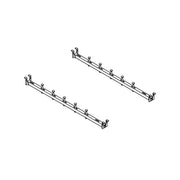 Two metal support rails with mounting brackets and fasteners for undermount sink installation.