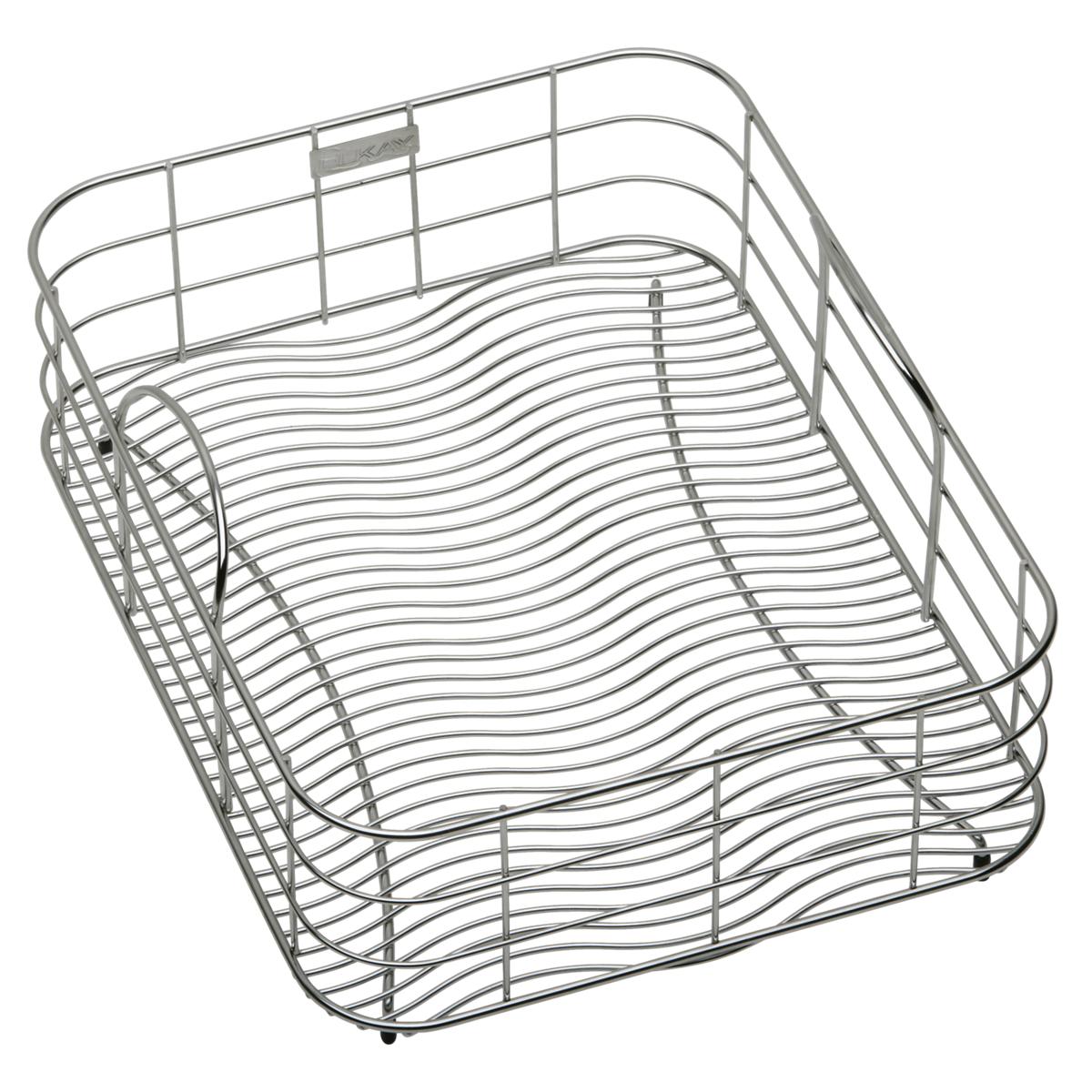 Stainless steel rinsing basket with wavy parallel rod design and raised sides, measuring 13" x 17" x 7".