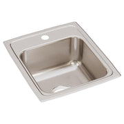 Stainless steel drop-in bar sink with single bowl, one hole, and brushed finish surface.