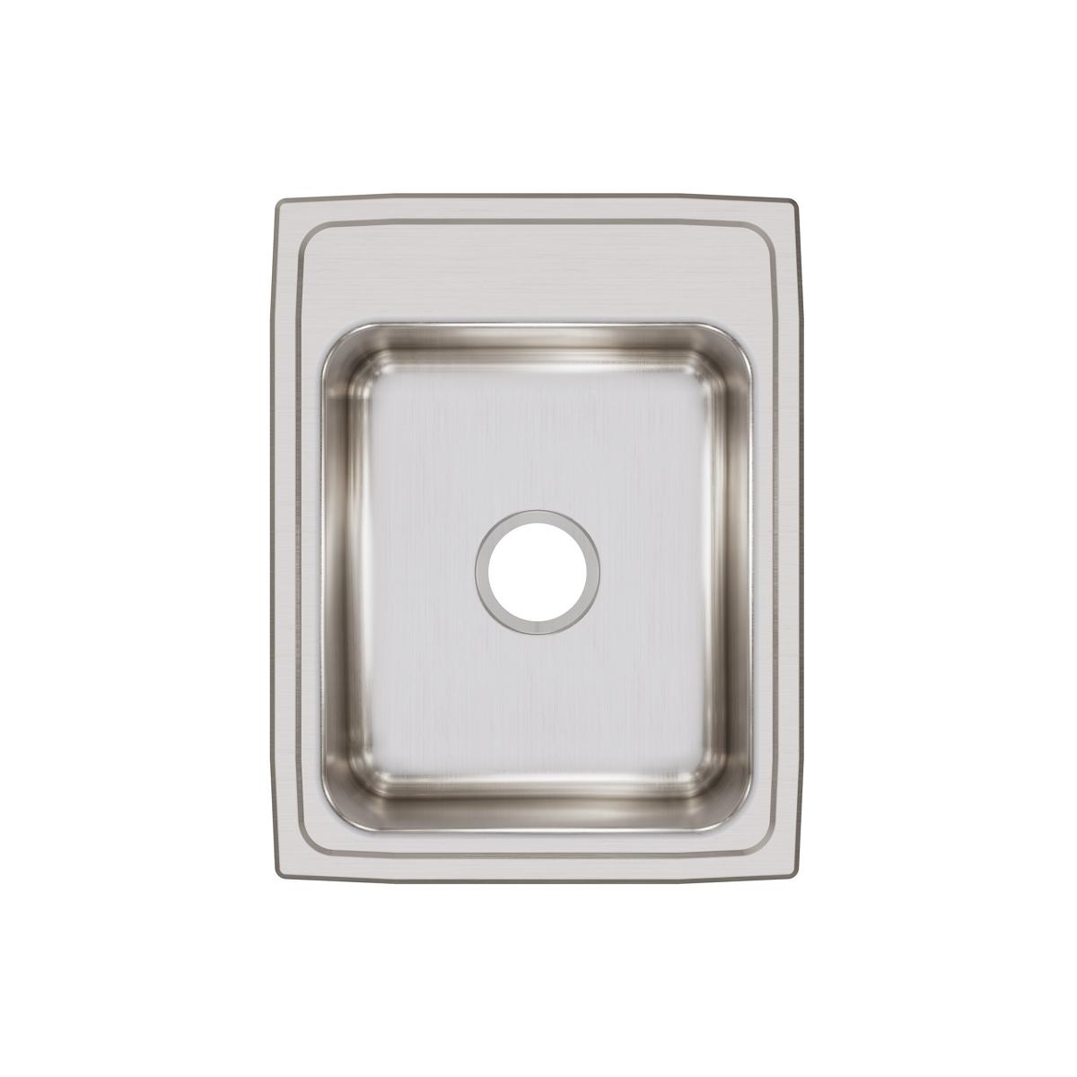 Stainless steel rectangular drop-in sink with single bowl and brushed finish surface, shown from above.