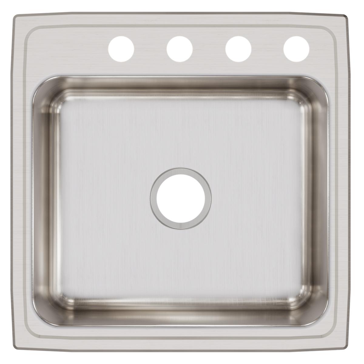 Elkay Lustertone Classic Stainless Steel 22" x 22" x 7-5/8" 4-Hole Single Bowl Drop-in Sink with Quick-clip