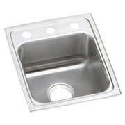 Elkay Lustertone Classic Stainless Steel 15" x 17-1/2" x 4-1/2" 3-Hole Single Bowl Drop-in ADA Sink
